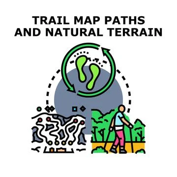 Trail map outdoor paths and natural terrain exploration Stock Illustration