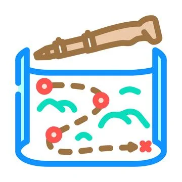 Trail map pole nordic walking color icon vector illustration Stock Illustration