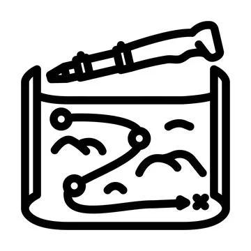 Trail map pole nordic walking line icon vector illustration Stock Illustration