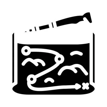 Trail map pole nordic walking glyph icon vector illustration Stock Illustration