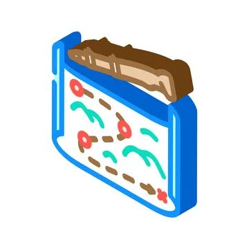 Trail map pole nordic walking isometric icon vector illustration Stock Illustration