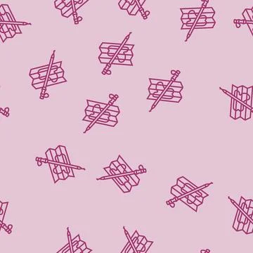 Trail map pole nordic walking line seamless pattern Stock Illustration