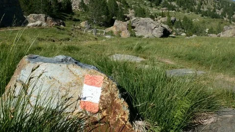 Trail mark on a stone. Video stock 79580011