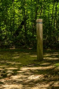 Trail Marker At An Intersection Of Trail In Shenandoah Stock Photos