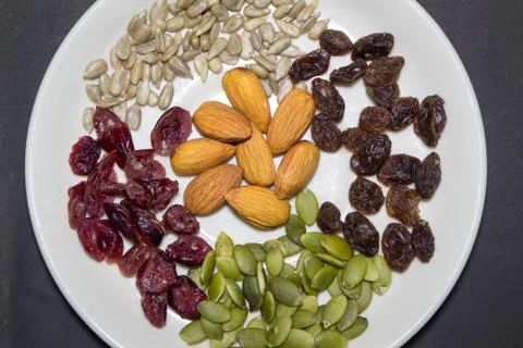 Trail mix in the dish. Foto stock