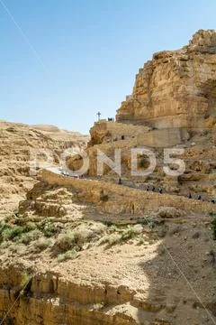 Trail to the monastery of Saint George of Choziba in the Holy Land, Israel Stock Photos