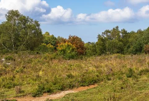 A trail on a mountain plateau located on the path of a tourist route with an Stock Photos