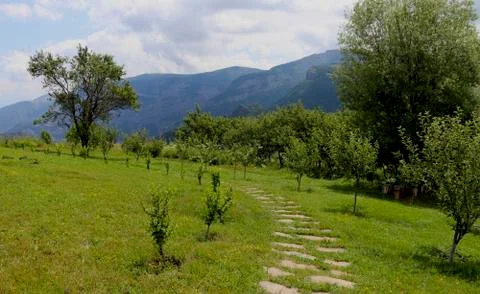 Trail in the mountains Stock Photos
