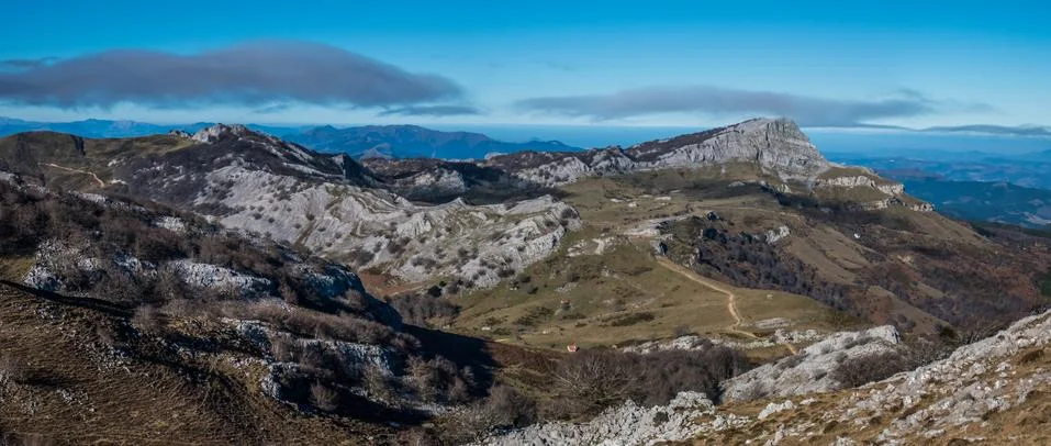 Trail path view from Gorbea hillside Stock Photos