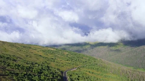 Trail Ridge Road in Clouds 04 | Rocky Mountain National Park | Colorado USA  Stock Footage 293631023