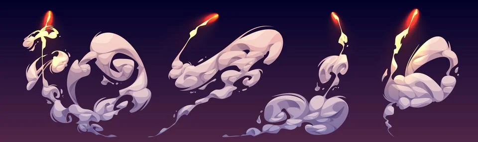 Trail of rocket launch with fire and smoke. Stock Illustration