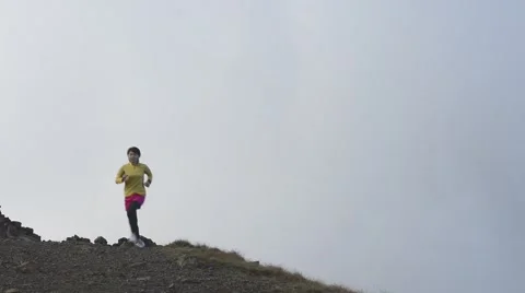 Trail runner at Mount Daibosatsu in summer, Yamanashi Prefecture Stock Footage 58466457