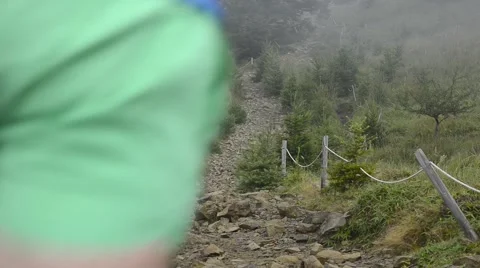 Trail runner at Mount Daibosatsu in summer, Yamanashi Prefecture Video stock 58466586