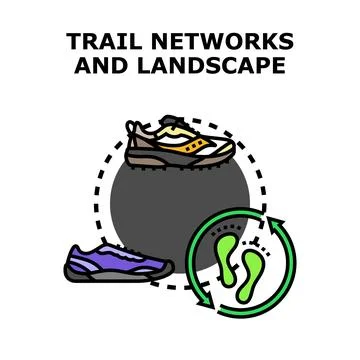 Trail running footwear concept exploring outdoor networks Stock Illustration