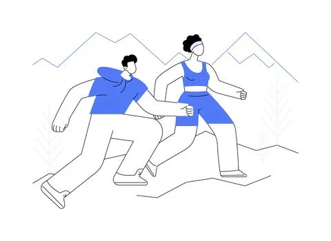Trail running isolated cartoon vector illustrations. Ilustración de archivo