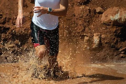 Trail running man Stock Photos