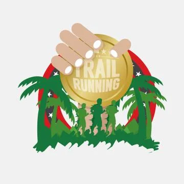 Trail Running Vector Illustration Stock Illustration
