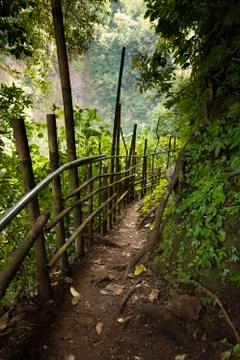 Trail to Sewu waterfall, in East Java, Indonesia Stock Photos