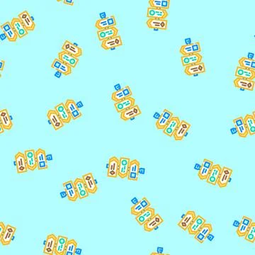 Trail ski marker winter skiing vector seamless pattern 库存插图