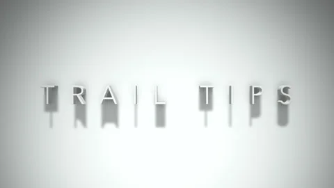 Trail Tips 3D title animation with shadows on a white background Stock Footage 296553446