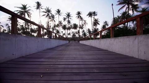 Trail on a tropical beach Stock Footage 128094637
