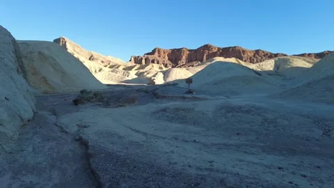Trail View of Red Cathedral Cliffs at Zabriskie Point, Death Valley Stock Footage 330979902
