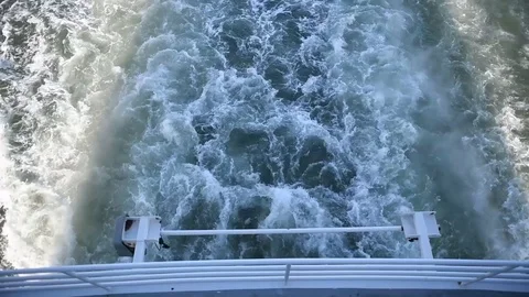 Trail on the waves from a floating ship Stock Footage 101726505