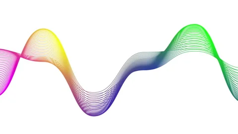 A trail of wavy lines painted in different colors on a white background Stock Footage 284892196