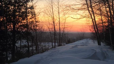 Trail in the winter park. Stock Photos