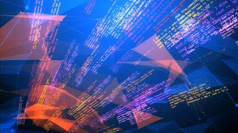 A trailblazing 3d illustration of a semicircular coding program with texts ai Stock Illustration