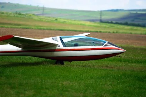 Trailed glider on the ground. Stock Photos