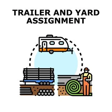 Trailer and yard assignment planning illustration concept Stock Illustration