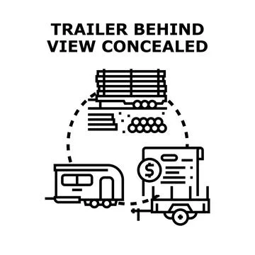 Trailer behind view concealed driving safety concept 스톡 일러스트