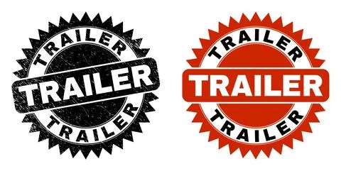 TRAILER Black Rosette Seal with Scratched Surface Stock Illustration