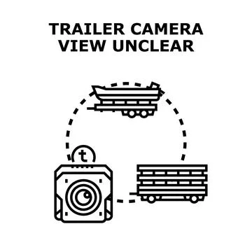 Trailer camera view unclear driving problem concept Stock Illustration