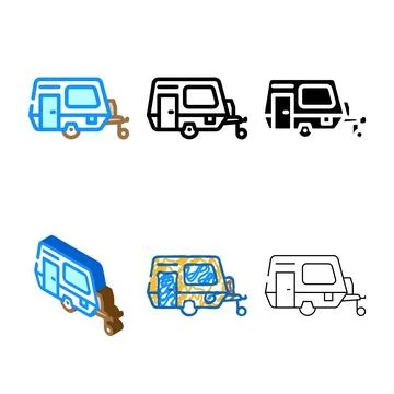 Trailer camping color variations icon vector Stock Illustration
