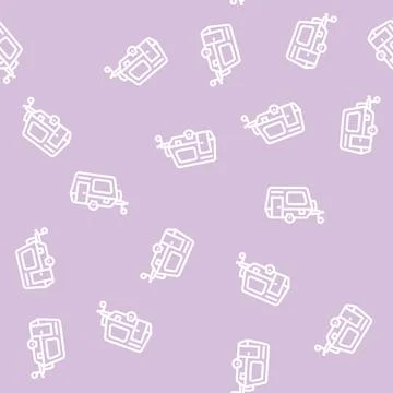 Trailer camping line vector seamless pattern Illustrazione stock