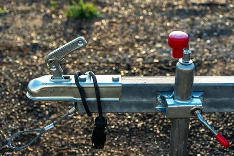 Trailer coupling device for transporting boats. Trailer hook close-up Stock Photos