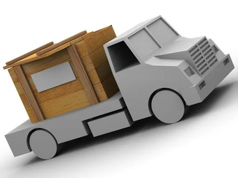 Trailer with crate. 3d Trailer with crate. 3d Copyright: xZoonar.com/Maksy... Stock Photos