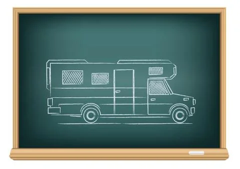 Trailer drawn on blackboard Stock Illustration