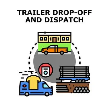 Trailer drop off dispatch and logistics delivery business concept Stock Illustration