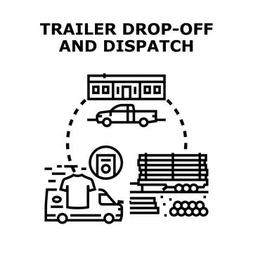 Trailer drop off dispatch and logistics delivery business concept Stock Illustration