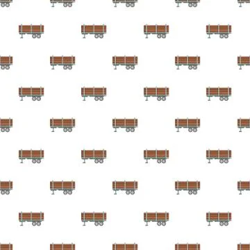 Trailer full of logs pattern, cartoon style Stock Illustration