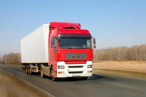 Trailer goes on road Stock Photos