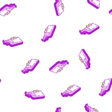 Trailer house on wheel isometric icon seamless pattern Stock Illustration