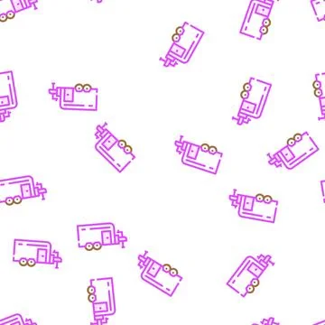 Trailer house on wheel vector seamless pattern Stock Illustration