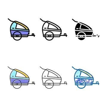 Trailer kid for bicycle color icon pack vector Stock Illustration