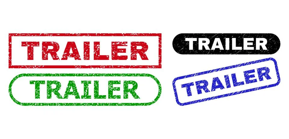 TRAILER Rectangle Stamps with Grunged Surface Stock Illustration