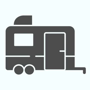 Trailer solid icon. Bus for living illustration isolated on white. Mobile home Stock Illustration