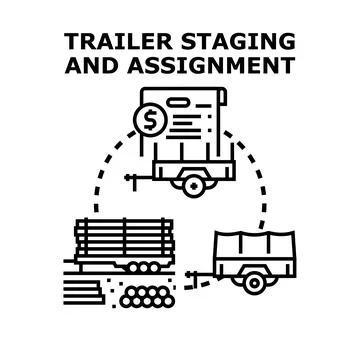 Trailer staging and assignment process managing transportation logistics Stock Illustration